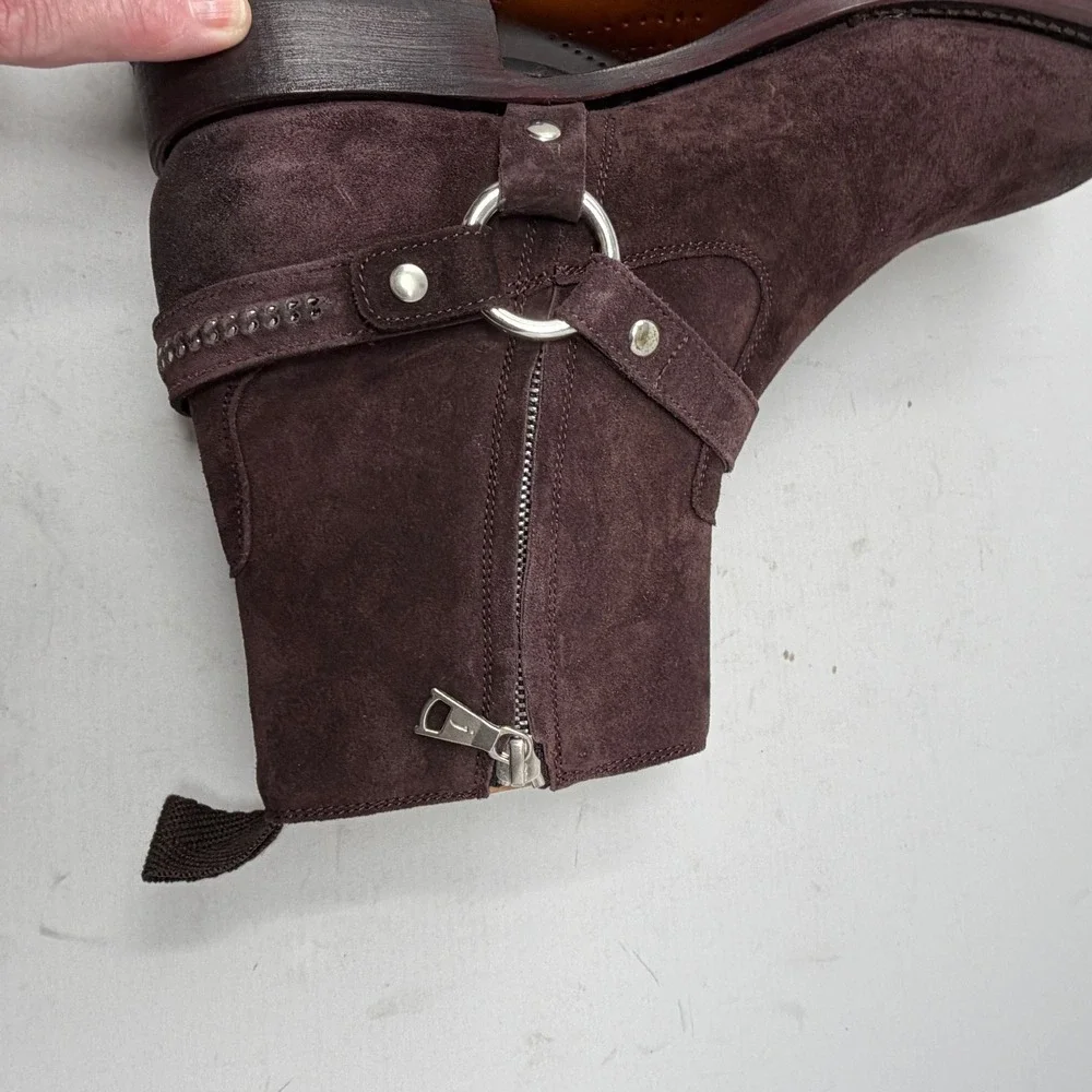 John Varvatos Mens Brown Suede Regent Harness ‎ Boots Made in Italy Size 10 NWOT